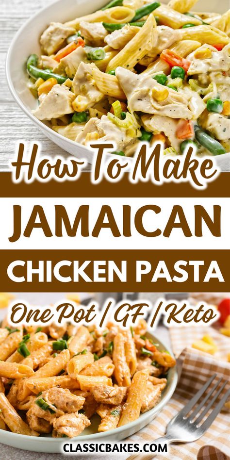 Savor the vibrant flavors of the Caribbean with this Jerk Chicken Pasta. Tender chicken is marinated in spicy jerk seasoning, then tossed with pasta and a creamy, flavorful sauce. This dish combines the best of both worlds—zesty heat and comforting creaminess—for a meal that's both exciting and satisfying. Caribbean Jerk Chicken Pasta, Jerk Chicken Pasta Recipe, Jerk Chicken Pasta, Jamaican Chicken, Jerk Sauce, Caribbean Jerk Chicken, Low Carb Chicken Recipes, Jerk Seasoning, Jerk Chicken