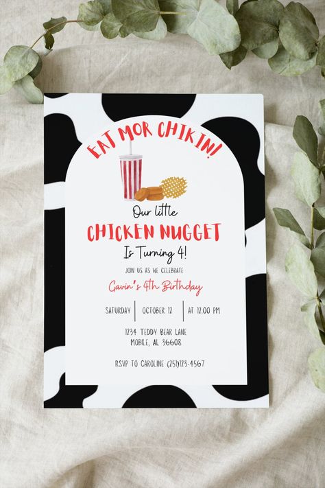 Chicken Nugget First Birthday, Chicken Nugget Party, Chickfila Birthday Party, Chick Fil A Birthday Party, Eat Mor Chikin, Girl Parties, 1st Birthday Party Themes, Chicken Nugget, 1st Birthday Themes