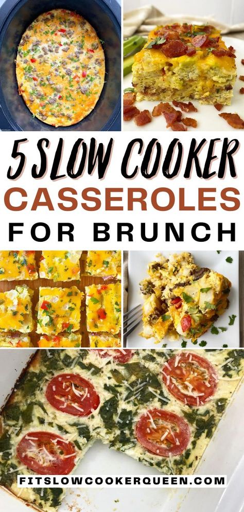 Save time & take the fuss out of your next brunch by serving a slow cooker casserole! Here are five of my favorite slow cooker breakfast or brunch casseroles. All of these casseroles can be cooked overnight or can be made ahead of time. These casseroles can also be made in the oven. Slow Cooker Quiche, Slow Cooker Egg Casserole, Slow Cooker Brunch Recipes, Crockpot Brunch Recipes, Crockpot Egg Casserole, Crockpot Brunch, Breakfast Casserole Crockpot, Crock Pot Breakfast Casserole, Brunch Casseroles