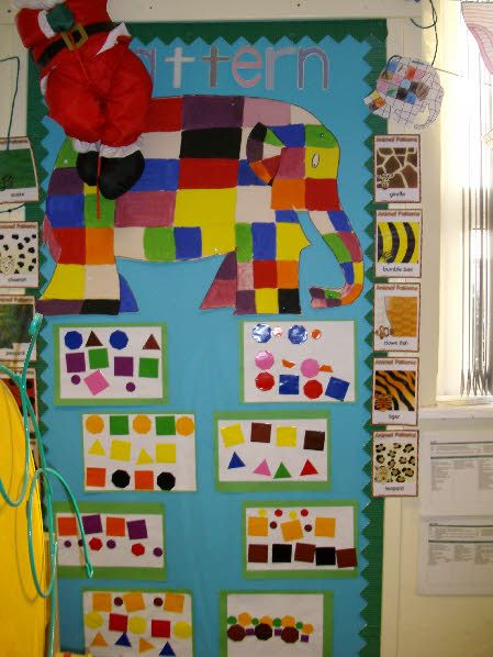 Pattern classroom display photo - Photo gallery - SparkleBox Colour Display Eyfs, Elmer The Elephant Activities Eyfs, Eyfs Patterns Activities, Elmer Activities Eyfs, Repeating Patterns Eyfs, Elmer Eyfs, Patterns Eyfs, Elmer The Elephant Activities, Maths Patterns