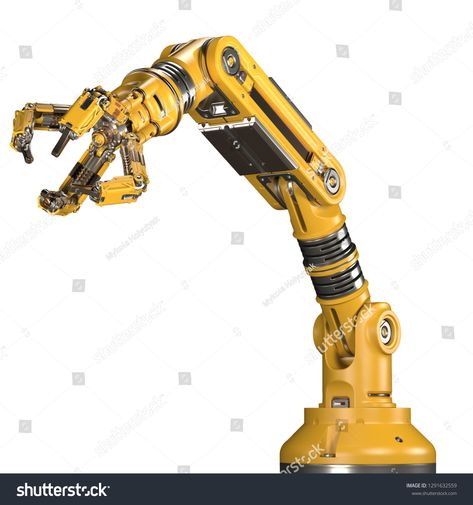 Robotic arm. Yellow mechanical hand. Industrial robot manipulator. Futuristic industrial technology. Isolated on white background. 3D Render #Ad , #sponsored, #hand#Industrial#robot#mechanical Manufacturing Factory Design, Homework Inspiration, Robot Factory, Industrial Technology, Industrial Robotic Arm, Robot Mechanics, Robotic Automation, Mechanical Arm, Industrial Robots