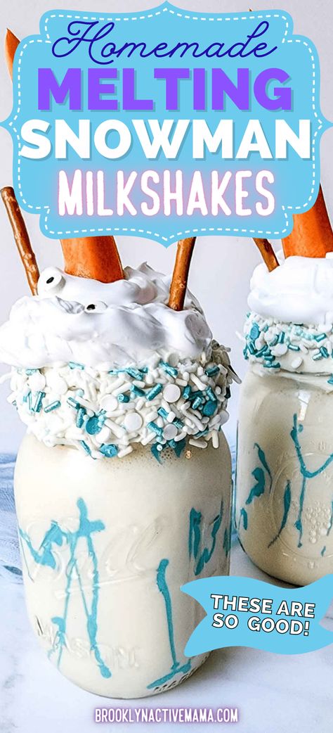 Homemade Vanilla Milkshake, Winter Wonderland Themed Party, Peppermint Milkshake, Mason Jar Recipe, Homemade Milkshake, Boozy Chocolate, Chocolate Baileys, Melting Snowman, Oreo Milkshake