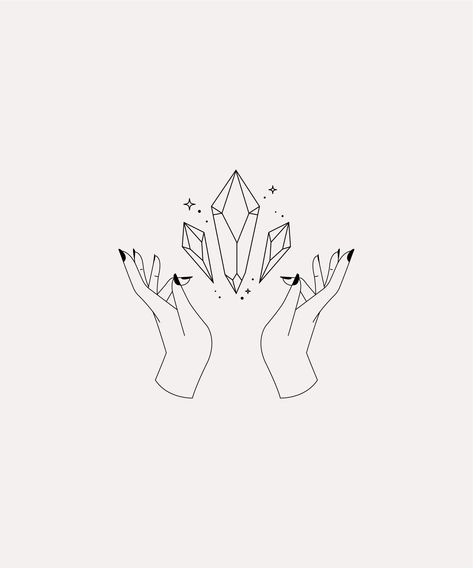 Crystal Illustration Graphic Design, Crystal Graphic Design, Rose Quartz Drawing, Rose Quartz Tattoo, Crystal Tattoo Design, Crystal Logo Design, Hands Logo Design, Gem Illustration, Phone Wallpaper Minimal