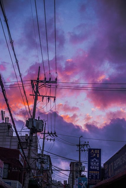 Purple sky | Eunsub Lee | Flickr Power Lines, Back Ground, Purple Sky, Pretty Sky, Sky Art, Pastel Wallpaper, Anime Scenery Wallpaper, Beautiful Sky, Sky Aesthetic