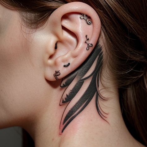 Creative Wings tattoo on behind ear - Creative Tattoo Ideas Wing Ear Tattoo, Angel Wing Ear Tattoo, Fierce Women, Wings Tattoo, S Tattoo, Ear Tattoo, Creative Tattoos, Dragon Art, Tattoos