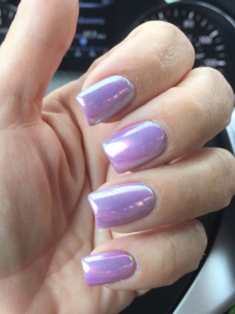 Purple/ Lavender chrome nails Nails 2023 Trends Lavender, Crome Nails Purple, Digital Lavender Nails, Lavender Chrome Nails French, Chrome Lilac Nails, Purple Crome Nails Design, Lilac And Chrome Nails, Lavender Chrome Nails Short, Irridescent Nails Purple