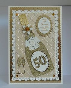 Golden Wedding Anniversary Card, 50th Anniversary Cards, 50 Golden Wedding Anniversary, Anniversary Cards For Wife, 50th Birthday Card, Anniversary Cards Handmade, Husband Birthday Card, Wedding Anniversary Card, Golden Wedding Anniversary