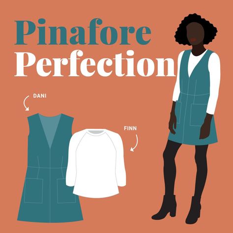 Sew up a cute pinafore using the Seamwork Dani sewing pattern and the Finn raglan t-shirt pattern. #sewing #sewingpattern Seamwork Patterns, Capsule 2023, Sewing Challenge, T Shirt Pattern, Pattern Hack, Pattern Sewing, Tshirt Pattern, Pattern Drafting, Raglan Tee