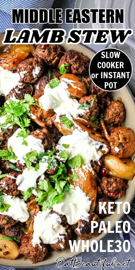 Lamb Stew Slow Cooker, Whole30 Meatballs, Middle Eastern Lamb, Paleo Instant Pot Recipes, Paleo Meatballs, Meatballs Paleo, Whole30 Instant Pot, Paleo Instant Pot, Meatballs Recipes