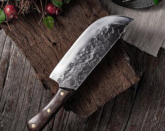 Kitchen chef knife meat cleaver vegetable cutter boning | Etsy Forging Knives, Kitchen Knives Handmade, Chopping Knife, Best Kitchen Knives, Chef Tools, Cleaver Knife, Butcher Knife, Boning Knife, Forged Knife