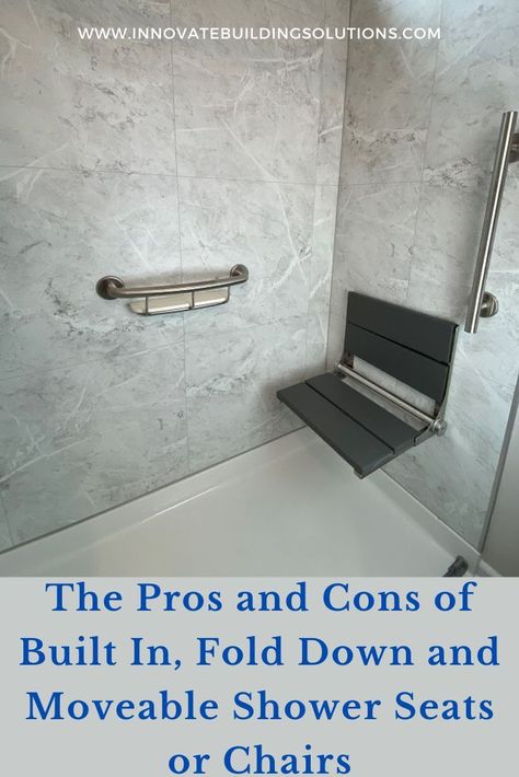 Seat In Shower Ideas, Fold Down Shower Seat, Shower Seats Built In, Shower Seat Ideas, Walk In Shower With Seat, Built In Shower Seat, Shower Redo, Corner Shower Seat, Folding Shower Seat