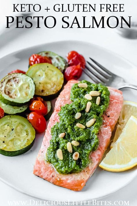 Keto And Gluten Free, Gluten Free Pesto, Easy Healthy Meal, Pesto Salmon, Best Seafood Recipes, Baked Salmon Recipes, Low Carb Gluten Free, Baked Salmon, Game Day Food