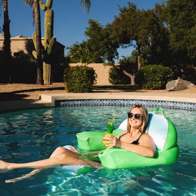 Lazy days on the water need the perfect float, and the Lazy Lounger is designed specifically for those days! Save time (and your breath) because our floats are filled with fluffy beans, so you can hit the water in no time and get ready to drift away in comfort. Color: Rolling Wave Aqua | Big Joe Lazy Lounger Pool Float | 19 H x 42 W x 38 D in | Wayfair Big Pool Floats, Noodle Float, Pool Safety Covers, Pool Floats For Adults, Color Blur, Pool Rafts, Swimming Pool Accessories, Pool Chairs, Pool Lounger