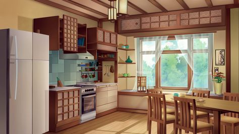 Gacha Kitchen Background, Anime Houses, Kitchen Background, Anime House, Anime Places, Episode Interactive Backgrounds, Episode Backgrounds, Living Room Background, Anime Room