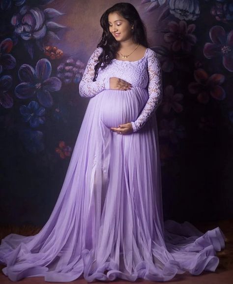 Maternity Dresses Indian Style, Lavender Frock, Indian Maternity Photos, Maternity Shoot Dresses, Maternity Photography Dress, Indian Maternity, Maternity Shoot Outfit, Maternity Dresses Photography, Cute Maternity Dresses