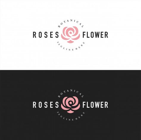 Roses Logo Design, Logos With Flowers, Rose Logo Ideas, Rose Branding, Rose Logo Design, Creativity Logo, Flower Shop Logo, Flat Logo Design, Logo Rose