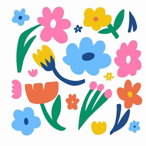 Graphic Flower Pattern, Abstract Flower Shapes, Fun Shapes Design, Flowers Illustration Simple, Organic Doodles, Simple Illustration Design, Simple Flower Illustration, Flower Illustration Simple, Illustration Fleur