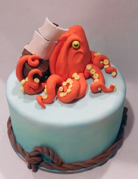 Kraken Party, Mango Frosting, Cake With Mango, Octopus Cake, Pastry School, Cake Wrecks, Pirate Cake, Monster Cake, The Kraken