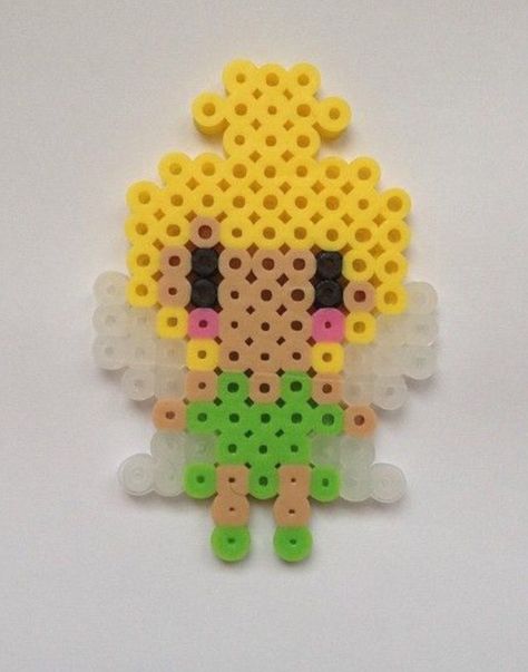 Tinker bell Animate Tutorial, Hama Disney, Easy Perler Bead Patterns, Melty Bead Patterns, Easy Perler Beads Ideas, Beads Patterns, Hamma Beads, Fuse Bead Patterns, Art Perle