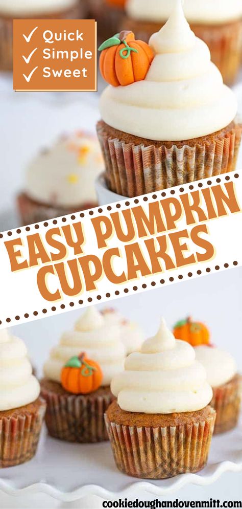 What To Put Cream Cheese Frosting On, Eggless Pumpkin Cupcakes, Pumpkin Cupcakes With Brown Butter Icing, Pumpkin First Birthday Cupcakes, Easy Pumpkin Cupcakes Recipe, Fall Cupcake Recipes Easy, Pumpkin Cupcake Cake, Simple Fall Cupcakes, Pumpkin Roll Cupcakes