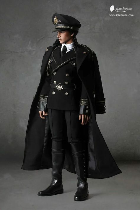 Victorian Military Uniform, Uniform Aesthetic, Black Uniform, Military Looks, Goth Aesthetic, Suit Designs, Military Uniform, Fantasy Fashion, Ball Jointed Dolls