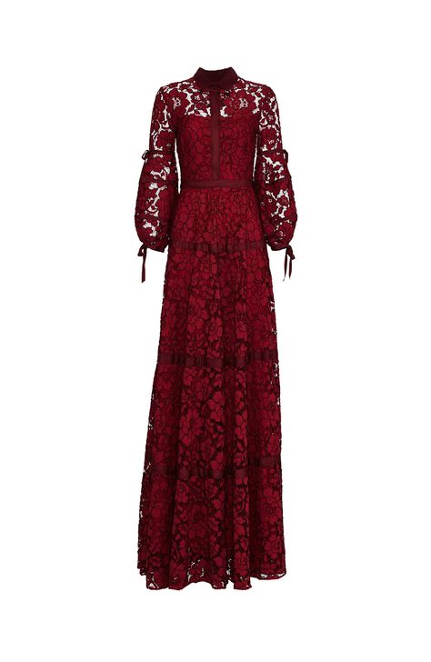 Red Dress Design, Red Lace Gown, Maroon Lace Dress, Simple Long Dress, Merah Maroon, Red Evening Gowns, Gown Floral, Gown Red, African Fashion Skirts