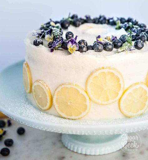 Blueberry Buttermilk Cake, Blueberry Lemon Cake Recipe, Sugar Geek, Buttermilk Cake, Lemon Cream Cheese Frosting, Blueberry Cake Recipes, Cake Lemon, Lemon Cream Cheese, Blueberry Lemon Cake