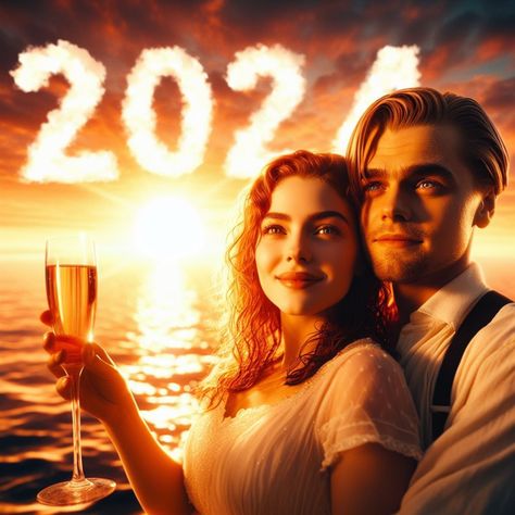 Titanic Movie's Jack and Rose celebrating Happy New Year 2024 Rose And Jack Titanic, Jack Titanic, Jack And Rose, Titanic Movie, Happy New Year 2024, Year 2024, Movie Characters, Titanic, Happy New