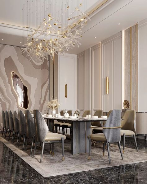 Designed by the talented @molham_anis, this dining area exudes modern elegance and sophistication. Featuring exquisite Algerone dining chairs, paired with the striking Algerone rectangular dining table, it's a space where every meal becomes a luxurious affair. What's your favorite element of this luxurious dining room?🔗 Tap the link in our bio to discover more about the Algerone collection! #lifestylebyluxxu #covethouse #bocadolobo #luxurydining #interiordesign #diningroomdesign #diningroo... Luxxu Modern Design Living, Luxurious Dining Room, Luxury Dining Room, Elegant Dining Room, Luxury Dining, Design Del Prodotto, Dining Room Inspiration, Fine Dining Restaurant, Elegant Dining