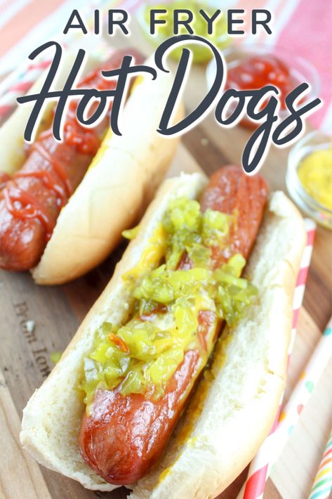 Air Fryer Hotdogs, Air Fryer Hot Dogs, Veggie Hot Dog, Fried Hot Dogs, Making Hot Dogs, Chicago Style Hot Dog, Classic Grilled Cheese, Cooks Air Fryer, Recipe Generator