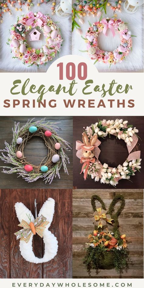 Door Diy Ideas, Easter Wreaths For Front Door, Wreaths For Front Door Diy, Front Door Diy, Couronne Diy, Easter Spring Wreath, Easter Wreath Diy, Door Diy, Easter Decorations Dollar Store