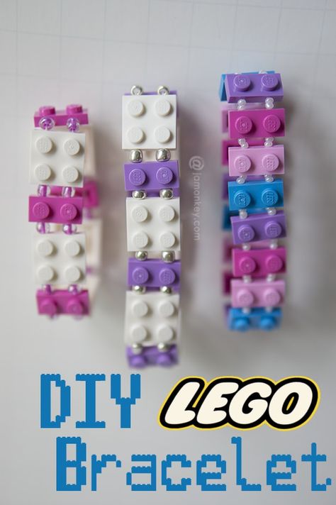 DIY LEGO Bracelets Lego Bracelet, Lego Friends Party, Lego Hacks, Lego Jewelry, Lego Themed Party, Diy Lego, Lego Girls, Lego Activities, Lego Birthday Party