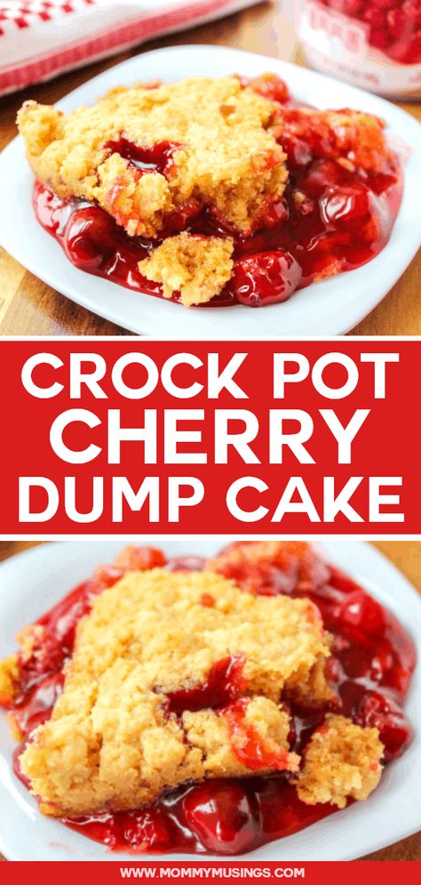 crock pot cherry dump cake Dump Cake Crockpot, Crockpot Cake Recipes, Dump Desserts, Crockpot Cobbler, Camper Food, Crockpot Dessert, Crockpot Cake, Crockpot Desserts, Cherry Dump Cake Recipe