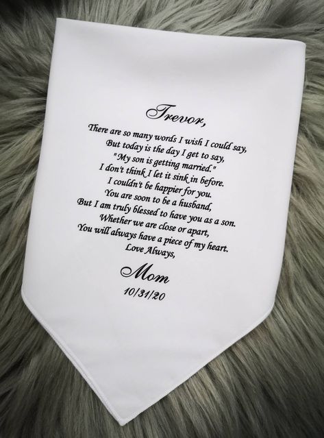 This Groomsmen Gifts item by EmbroiCollection1 has 209 favorites from Etsy shoppers. Ships from Malaysia. Listed on Oct 24, 2022 Son Getting Married, My Son Is Getting Married, Letters To My Son, Gift For Groom, Wedding Gifts For Groom, Wedding Handkerchief, Groomsmen Gifts, Son Gift, Groom Gift