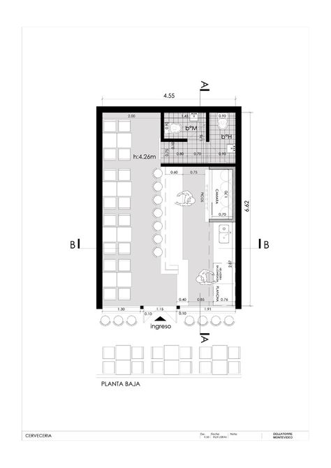 Gallery of Bars and Restaurants: 50 Examples in Plan and Section - 23 Small Restaurant Plan, Cafe Floor Plan Layout, Restaurant Layout Plan, Cafe Floor Plan, Cafe Plan, Cafe Bar Design, Restaurant Floor Plan, Restaurant Layout, Small Restaurant Design