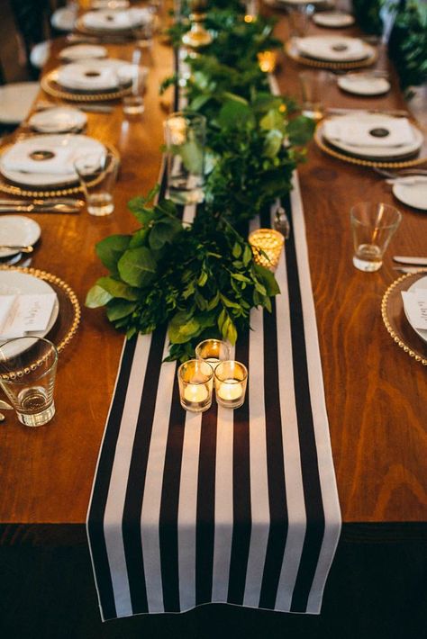 Black And White Table Decor, Black And White Table Runner, Birthday Table Runner, Flower Table Decorations, Striped Table Runner, Runner Table, Striped Table, Summer Wedding Colors, Table Runners Wedding