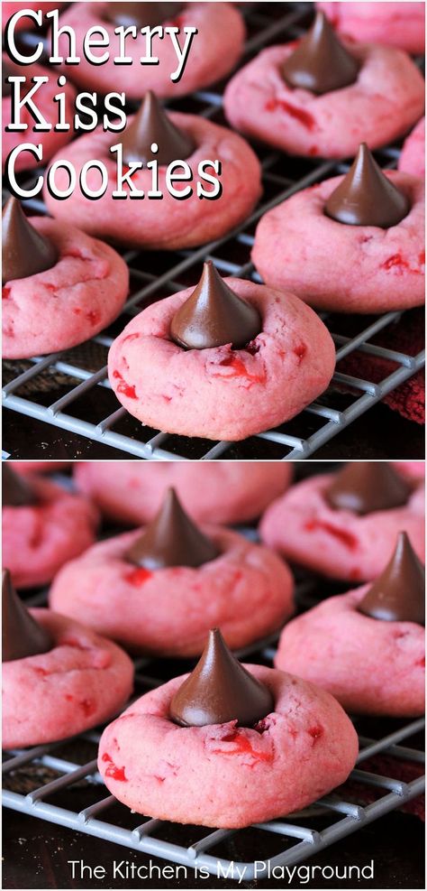 Cherry Kiss Cookies on Cooling Rack Cherry Kiss Cookies, Hershey Kisses Recipes, Valentines Nail Ideas, Valentines Nails Ideas, Valentines Box Ideas, Cherry Cookies Recipes, Kiss Cookie Recipe, Chocolate Kiss Cookies, Chocolate Cherry Cookies