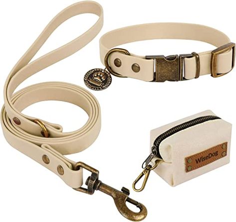 Dog Collar And Leash, Dog Leashes, Poop Bag Holder, Metal Tags, Dog Collars & Leashes, Brass Buckle, Sand Color, Bag Holder, Dog Neck