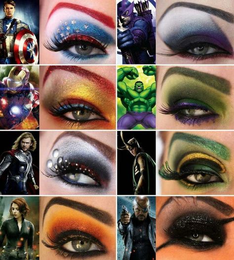 Super hero/villan makeup Superhero Makeup, Carnaval Make-up, Disney Eye Makeup, Disney Inspired Makeup, Fantasy Make-up, Makeup Suggestions, Maquillage Yeux Cut Crease, Halloween Make-up Looks, Make Up Designs