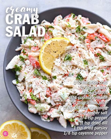 Crab And Pasta Salad Recipes, Creamy Crab Salad, Fresh Crab Salad Recipe, Seafood Salad Sandwich, Cajun Crab Salad Recipe, Imitated Crab Salad, Crab Salad Recipe Easy Healthy, Easy Crab Salad Simple, Crab Salad Recipe Pasta