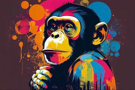 Monkey Pop Art, 3d Paintings, Abstract Figure Art, Abstract Animal Art, Figure Art, Sip N Paint, Beautiful Art Pictures, 3d Painting, Movie Poster Art