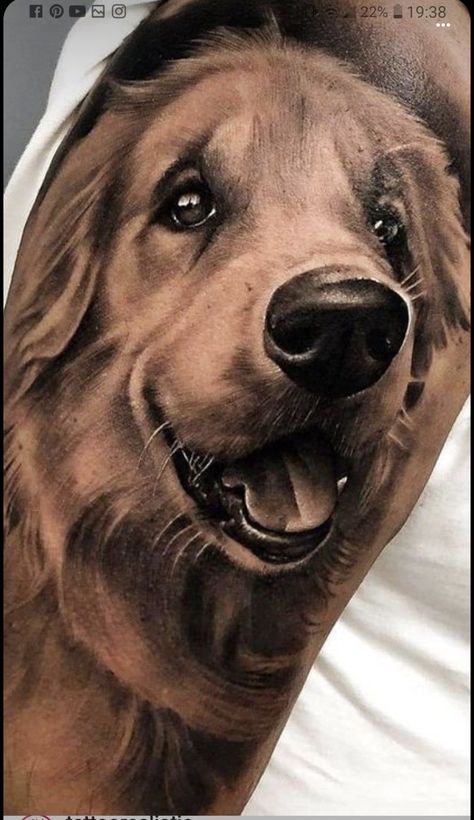 Chanel Tattoo, House Tattoos, Golden Retriever Tattoo, Retriever Tattoo, Dog Portrait Tattoo, Dog Memorial Tattoos, On Tattoo, Tattoo Dog, Inner Arm Tattoo