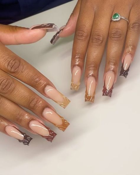 Ny Nails, Brown Acrylic Nails, Classy Acrylic Nails, Short Square Acrylic Nails, Acrylic Nails Coffin Pink, Unique Acrylic Nails, Long Square Acrylic Nails, Nagel Inspo, Pink Acrylic Nails