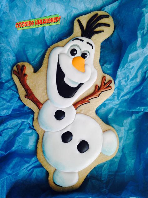 Olaf | Cookie Connection     www.facebook.com/CookiesUnleashed Cookies In Microwave, Bake Cookies Recipes, Frozen Cookies Disney, Olaf Cookies, Olaf From Frozen, Disney Frozen Party, Princess Cookies, Disney Cookies, Cookie Connection