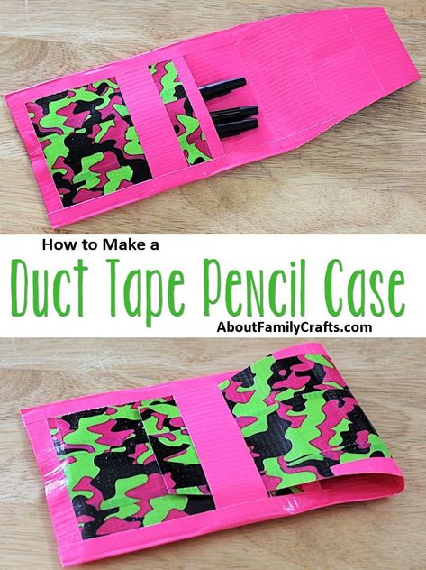 How to Make a Duct Tape Pencil Case | About Family Crafts Duct Tape Diy, Duck Tape Projects, Duct Tape Projects, Colored Pencil Case, Tape Projects, Duct Tape Crafts, Creeper Minecraft, Diy Pencil, Tape Washi