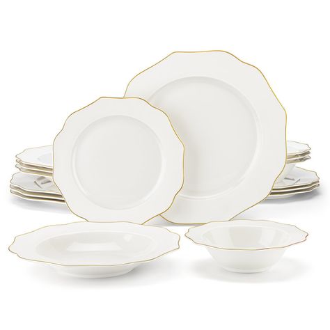 Canora Grey Brogden Bone China Dinnerware - Set of 16 & Reviews | Wayfair.co.uk China Dinnerware Sets, Bone China Dinnerware, Plates And Bowls Set, Porcelain Tableware, Porcelain Dinnerware, Soup Plating, Stoneware Ceramics, China Sets, Tableware Set