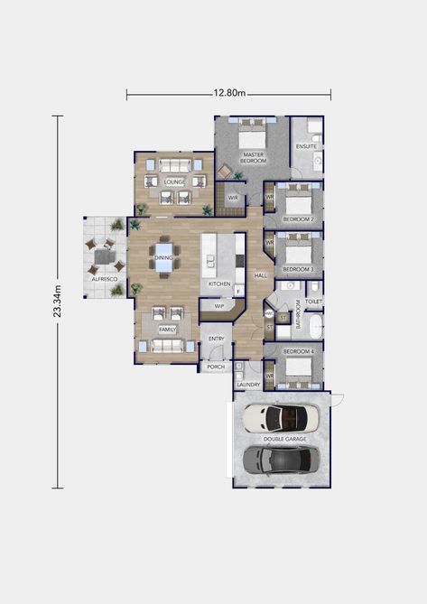 House Plans NZ - Arakura - Platinum Homes 4 Bedroom Bungalow House Plans, 3 Bedroom Home Floor Plans, Four Bedroom House Plans, House Plans Australia, 4 Bedroom House Designs, Single Storey House Plans, Shed House Plans, Three Bedroom House Plan, One Storey House