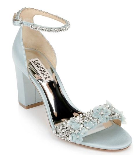 Badgley Mischka Bridal, Blue Bridal Shoes, Blue Wedding Shoes, Wedding Shoes Bride, Badgley Mischka Shoes, Strap Sandals Women, Satin Pumps, Evening Shoes, Badgley Mischka