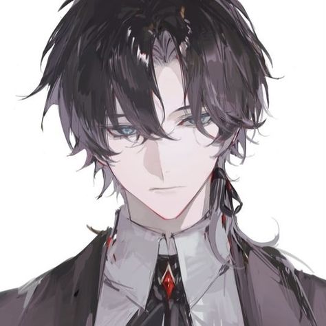 Male Icon Art, Fancy Anime Guy, Black Haired Pfp, Anime Men Art, Anime Art Boy, Anime Male Character, Aesthetic Icons Pfp, Anime Boy Art, Anime Boy Icon