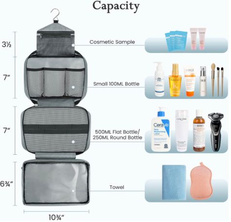 Toiletry Bag for Men & Women | Maliton Large Toiletry Bags for Traveling | Hanging Compact Hygiene Bag with 4 Compartments | Waterproof Bathroom Shower Bag (grey) Hygiene Bag, Foldable Travel Bag, Shower Bag, Large Toiletry Bag, Waterproof Bathroom, Hanging Toiletry Bag, Waterproof Travel Bag, Travel Toiletry Bag, Bag Organizer